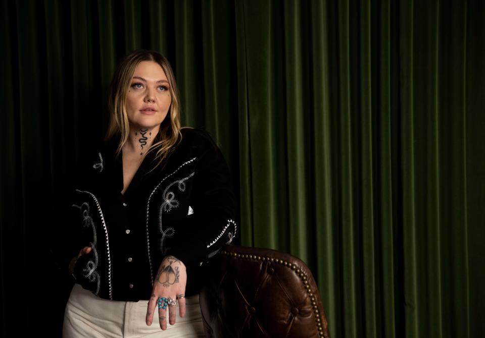 Elle King stands in a dressing room at Ryman Auditorium  in Nashville , Tenn., Tuesday, Jan. 3, 2023.