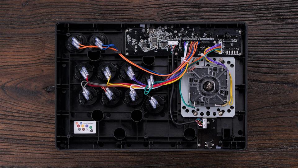 The internals of the 8BitDo Arcade Stick for Xbox