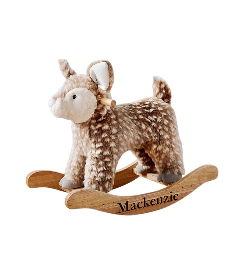 Nursery Faux-Fur Plush Fawn Rocker