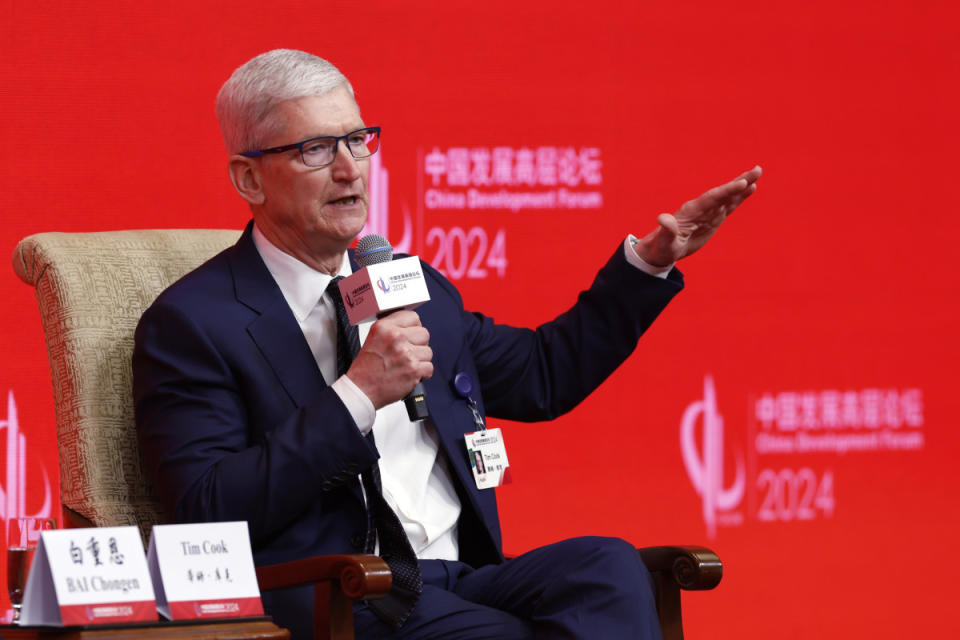 Tim Cook, chief executive officer of Apple Inc.<p>China News Service/Getty Images</p>