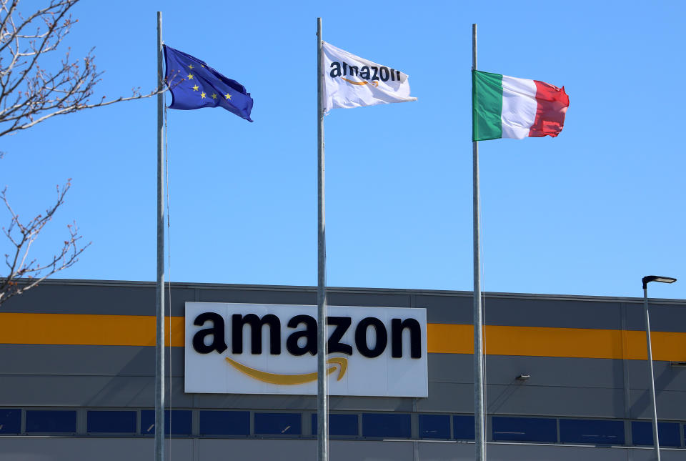 Amazon logistics centre at Passo Corese in Rome, Italy. Photo: Marco Ravagli/Barcroft Media via Getty Images