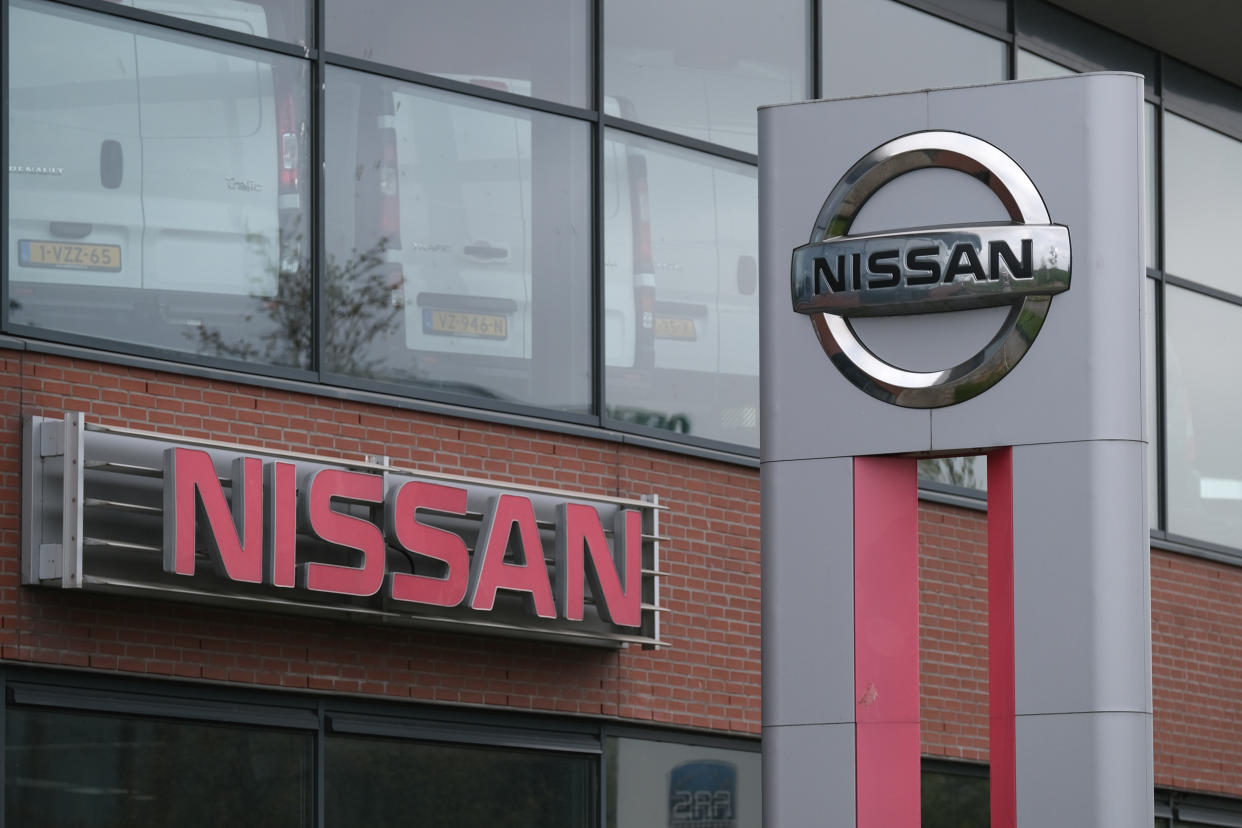 NOORDWIJK, NETHERLANDS - APRIL 26: The Nissan Motor Co. logos are seen outside a dealer in Noordwijk, Netherlands. (Photo by Yuriko Nakao/Getty Images)