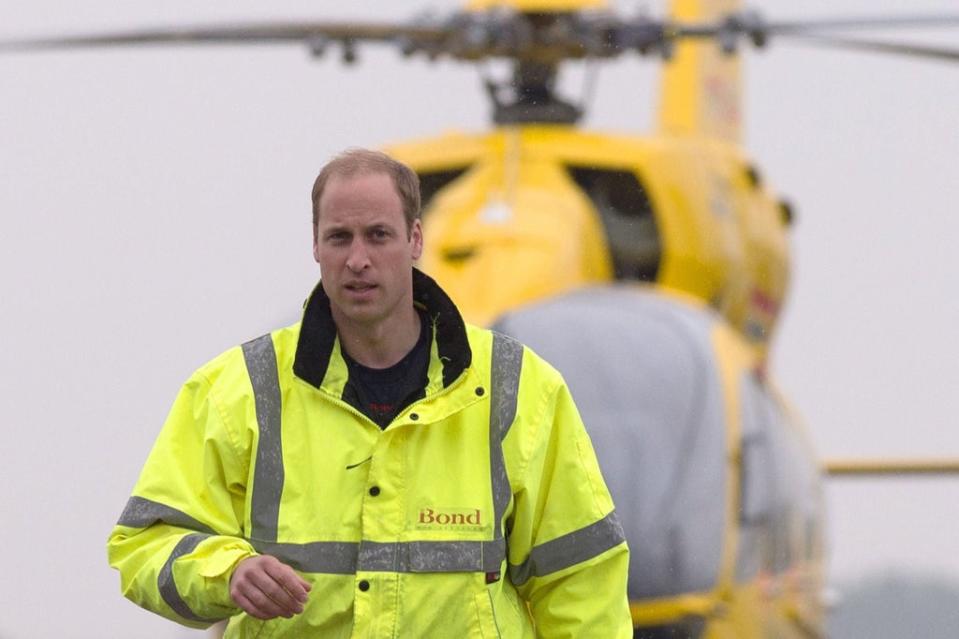 The Duke of Cambridge on the job with the East Anglian Air Ambulance  (PA)