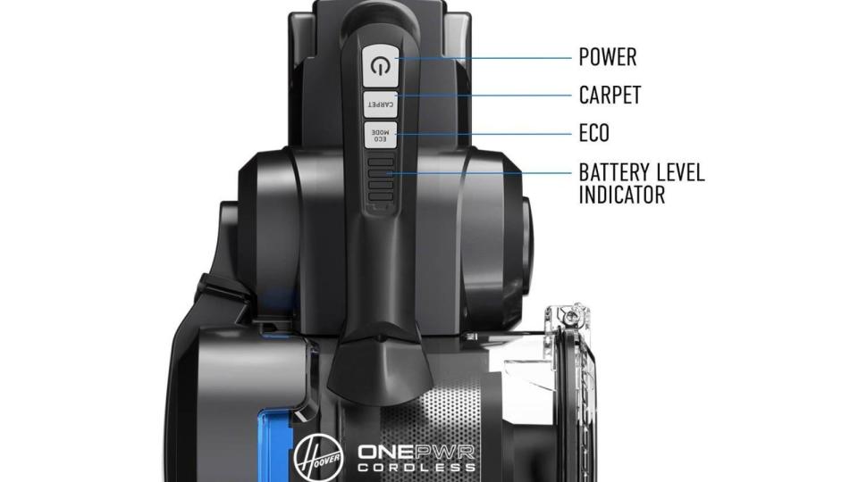 The control panel on the Hoover ONEPWR Blade+