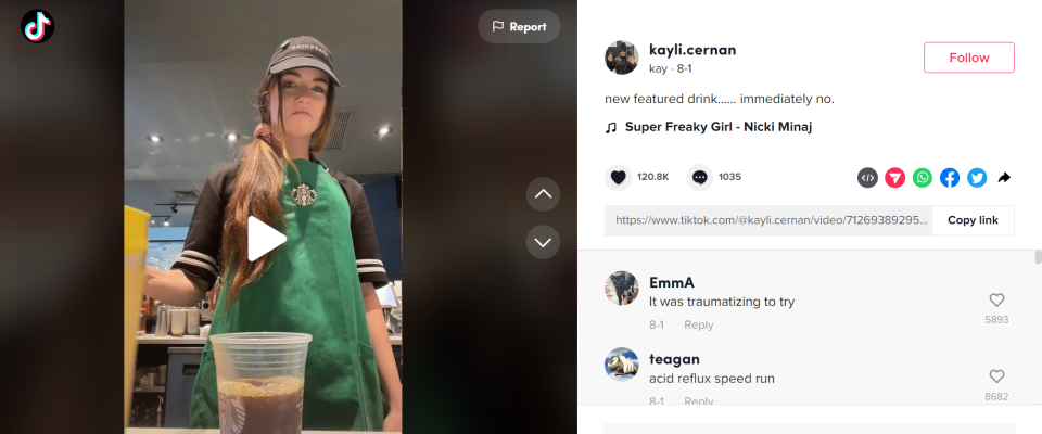 Scores of Starbucks customers on social media reported they are ‘horrified’ by the chain’s new menu item as a viral video of a Florida barista trying the drink circulates.