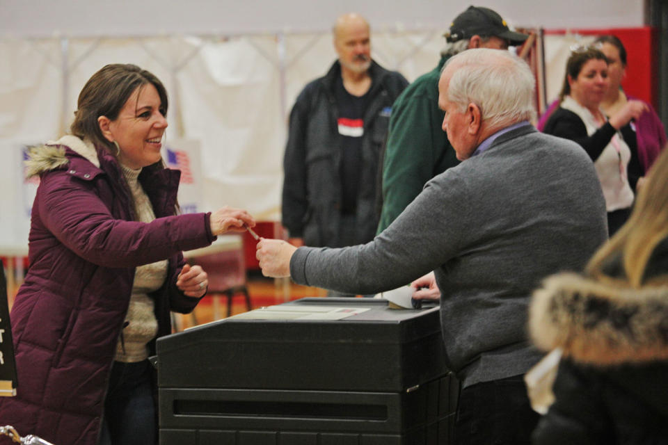 Voters cast their ballots in the New Hampshire primary (Matt Nighswander / NBC News)