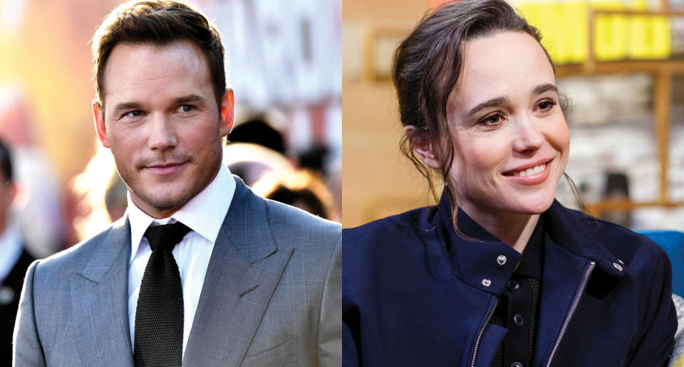 Ellen Page wants Chris Pratt to address why he attends an “infamously anti-LGBTQ” church. Photos: Getty Images.