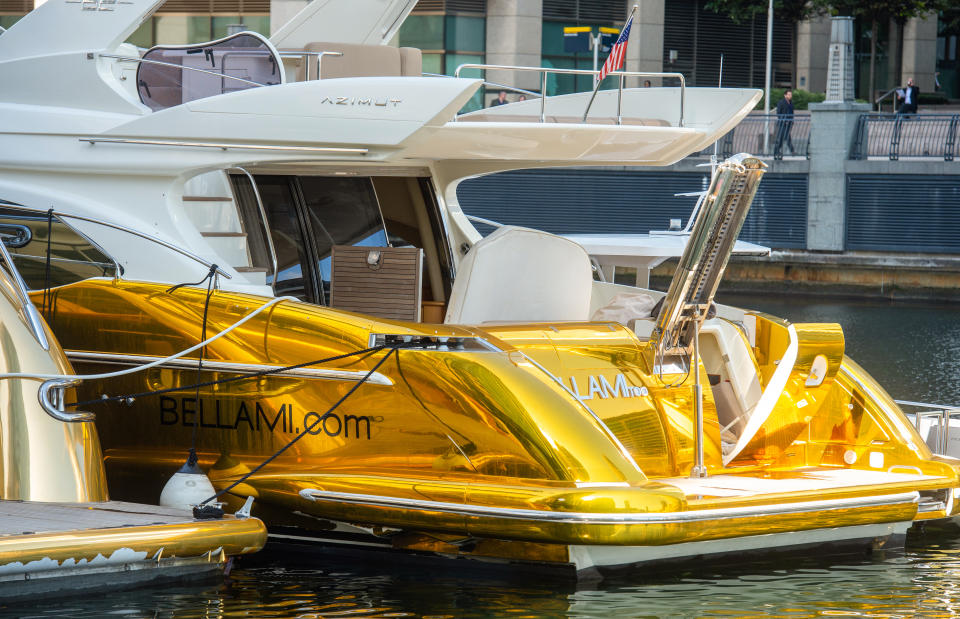 Decked out: On board is a large pool, a spa and a glass waterfall. There is also a fully stocked hair salon so super-rich guests can always look their best.