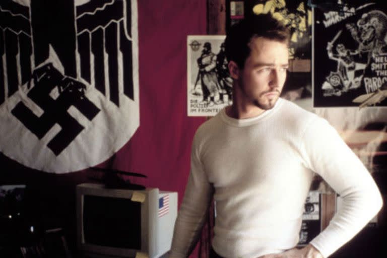 Edward Norton en American History X, la película que le valió una fuerte pelea con el realizador Tony Kaye.