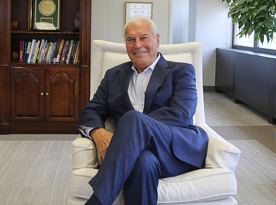 Wilmington Mayor Mike Purzycki sits in a chair in his office on the ninth floor of the Louis L. Redding City/County Building on Wednesday, July 5, 2023.