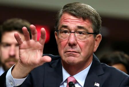 U.S. Defense Secretary Ash Carter testifies before a Senate Armed Services Committee hearing on National Security Challenges and Ongoing Military Operations on Capitol Hill in Washington, U.S., September 22, 2016. REUTERS/Yuri Gripas/File Photo