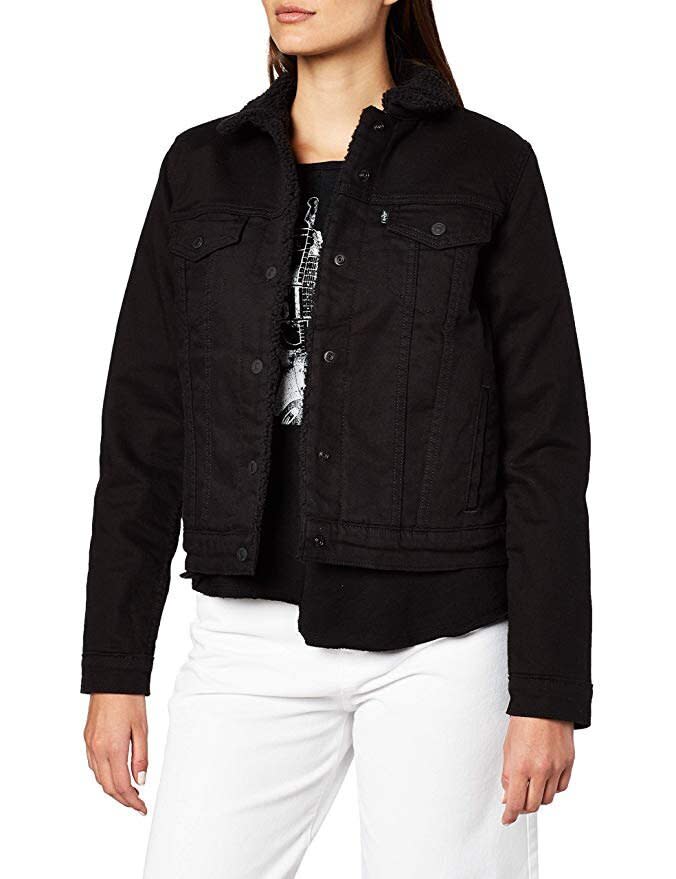 You can easily throw on the Levi's Original Sherpa Trucker in black over a t-shirt and jeans.   (Photo: Amazon)