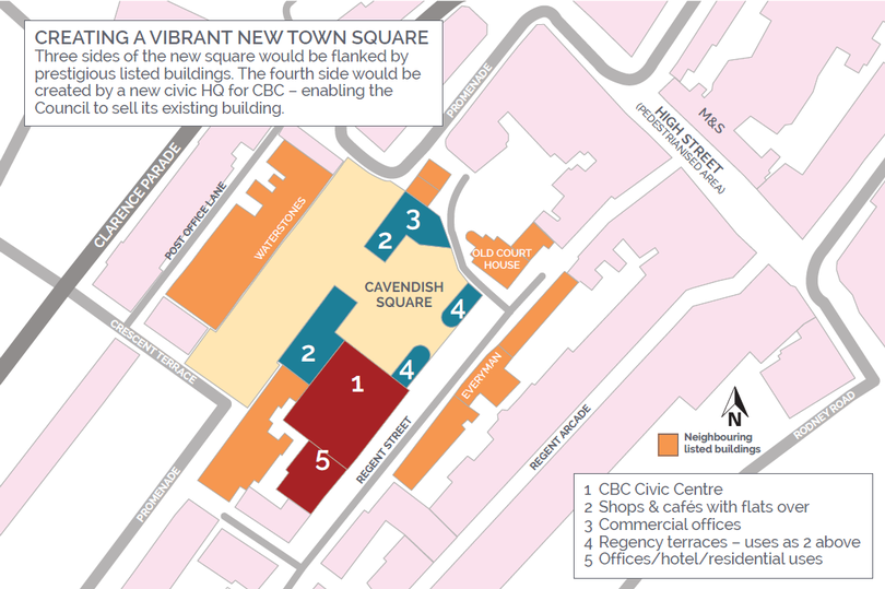 The Civic Society would like to see a town centre square created as part of the redevelopment of Cavendish House