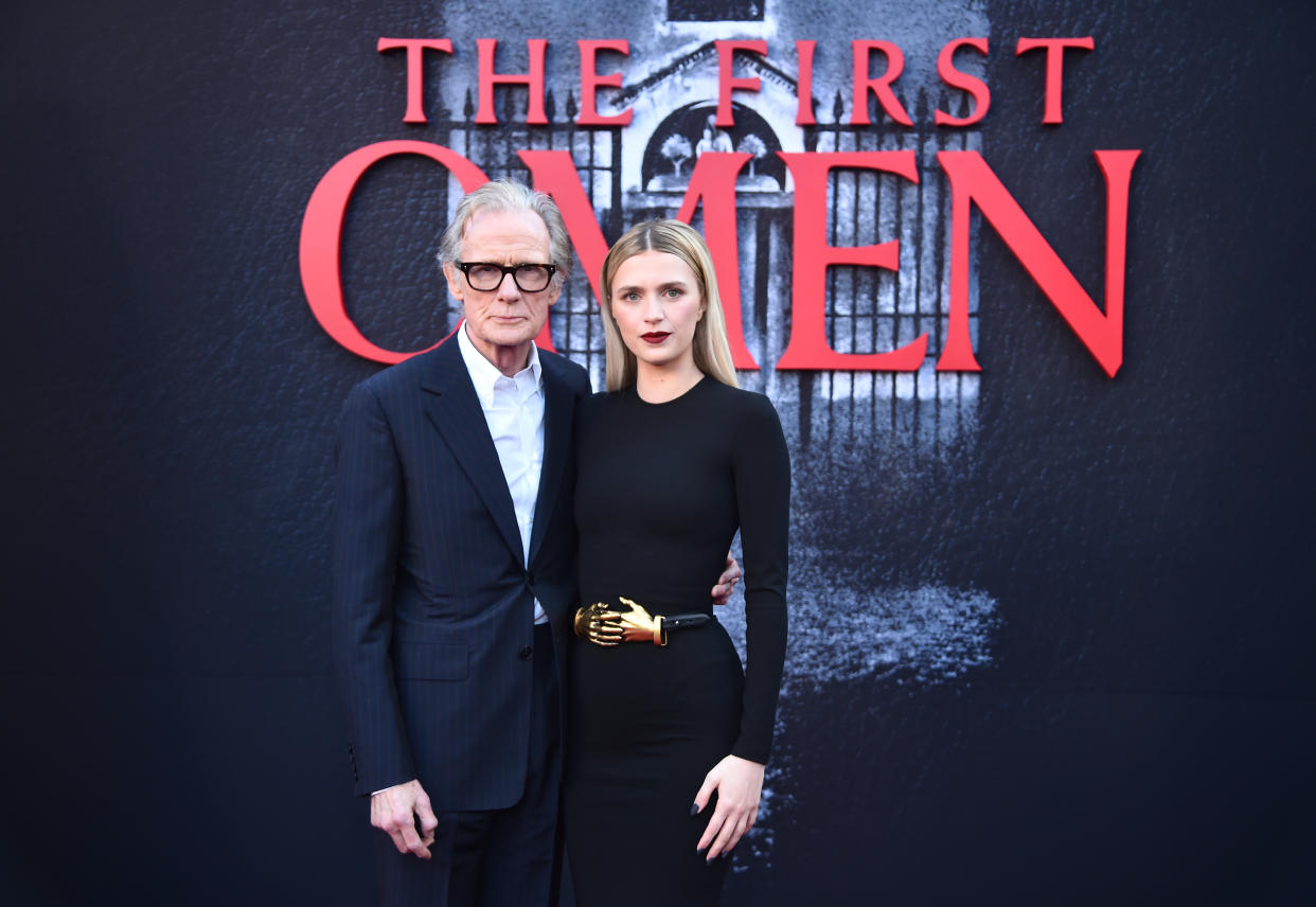 LOS ANGELES, CALIFORNIA - MARCH 26: (L-R) Bill Nighy and Nell Tiger Free attend The First Omen - Premiere at Regency Village Theatre on March 26, 2024 in Los Angeles, California. (Photo by Alberto E. Rodriguez/Getty Images for 20th Century Studios)