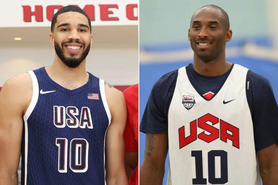 <p>Mercedes Oliver/NBAE via Getty, Garrett W. Ellwood/NBAE via Getty </p> Jayson Tatum and Kobe Bryant