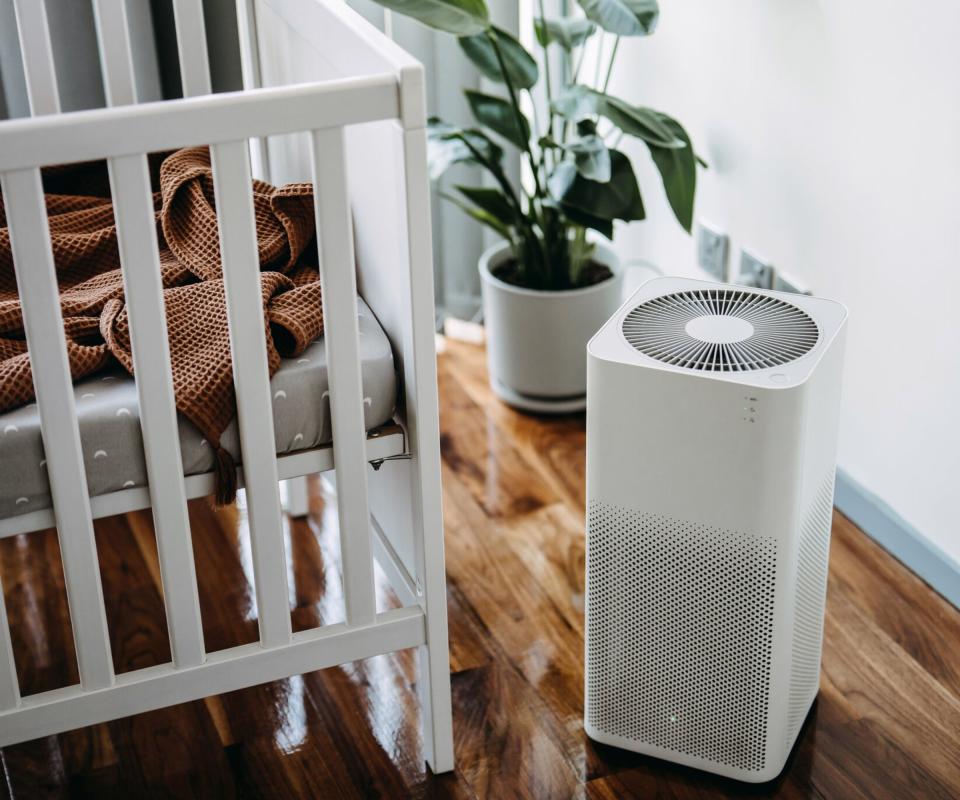 A white tower air purifier