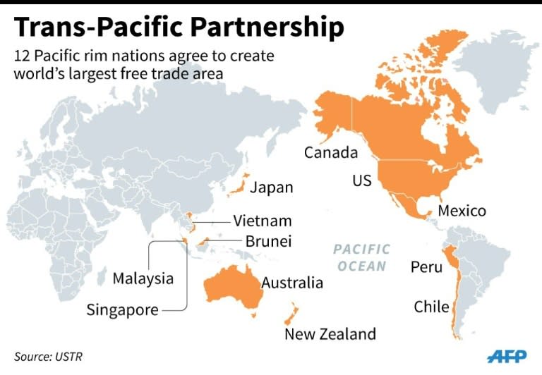 Twelve Pacific Rim nations hammered out a free-trade agreement