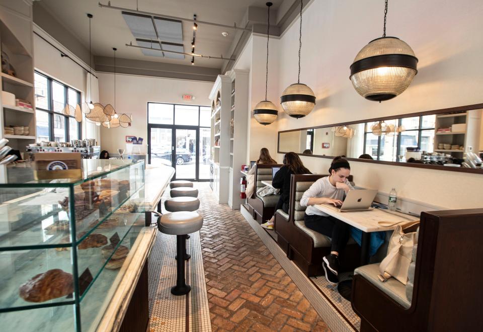 The interior of Sunshine Coffee Roasters in Rye April 11, 2024. The gourmet coffee shop, which offers pastries, sandwiches and a breakfast and brunch menu, along with coffee from beans that are freshly roasted at its Larchmont location, opened in February of this year.