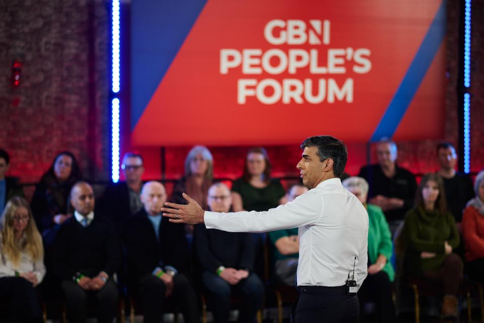 Prime Minister Rishi Sunak during GB News’ People’s Forum (PA Media)