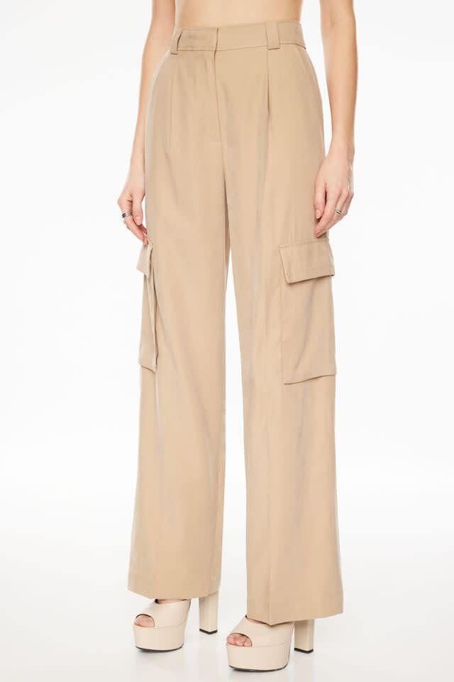 High-Waisted Tie-Belt Cargo Straight Workwear Ankle Pants