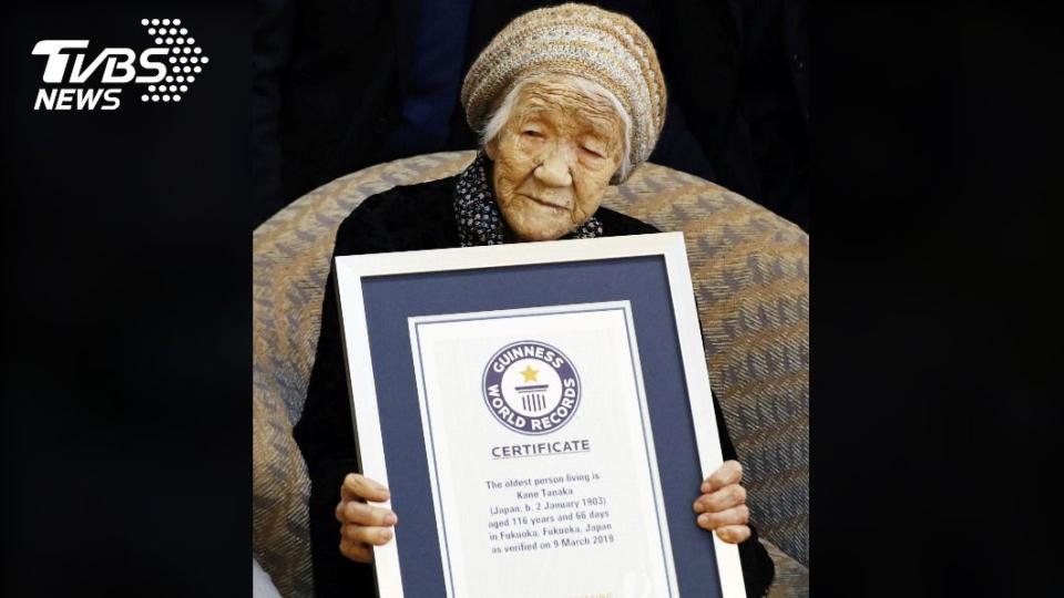 日本人瑞田中加子獲金氏世界紀錄。（圖／達志影像路透社）