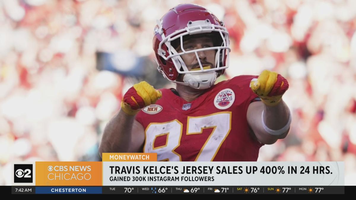 Travis Kelce jersey sales soar and NFL star gains over 300,000 new