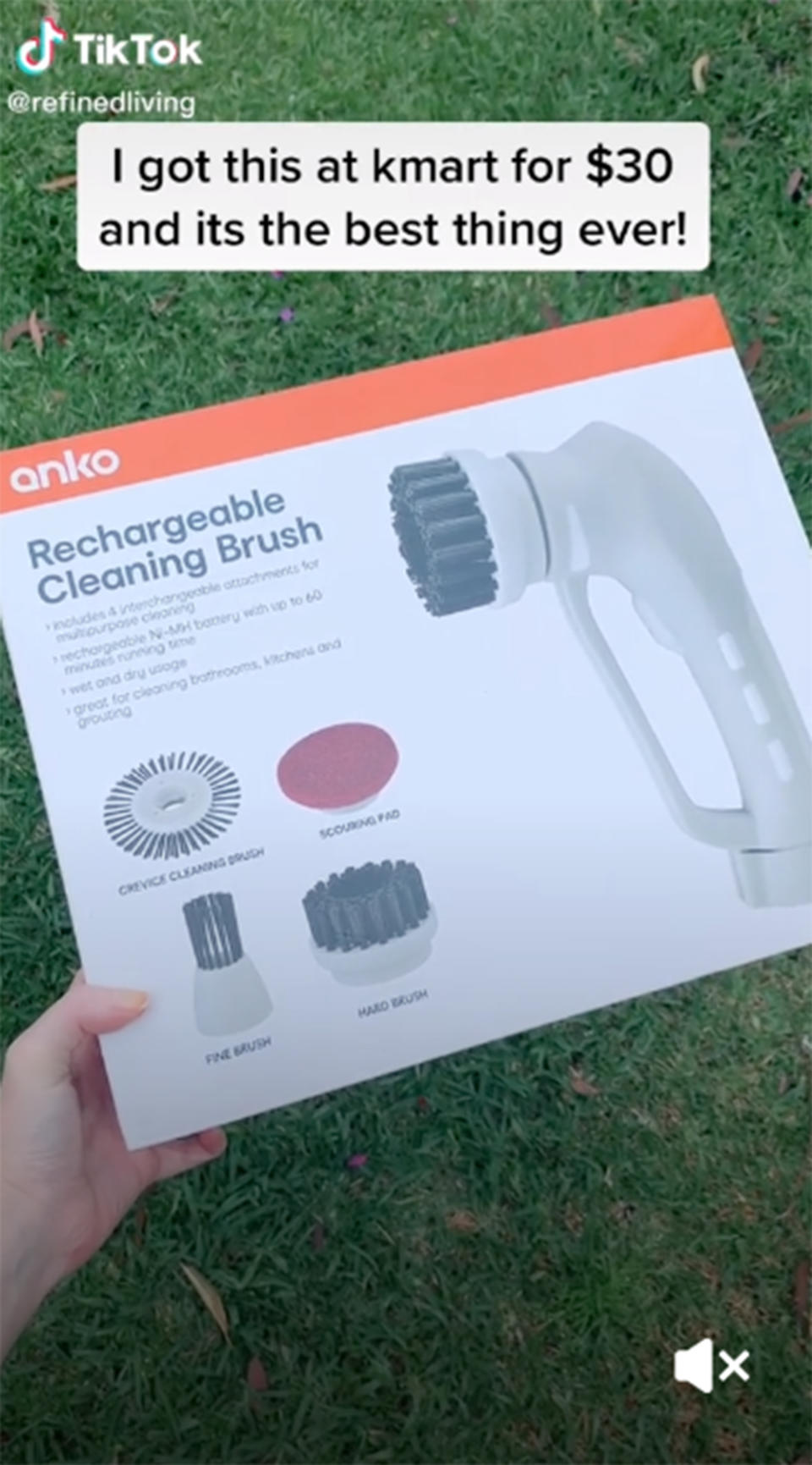 Kmart's 'Rechargeable Cleaning Brush' packaging