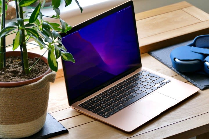 Apple MacBook Air M1 open, on the table.