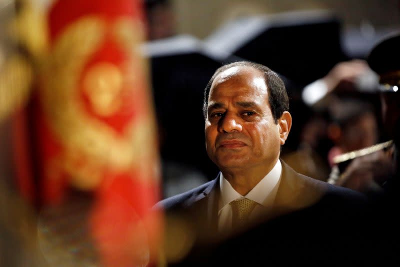 FILE PHOTO: Egyptian President Abdel Fattah al-Sisi reviews the troops at the Defense Ministry in Paris