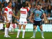 Gallen faces a nervous wait after being put on report for a swining arm on Myles.