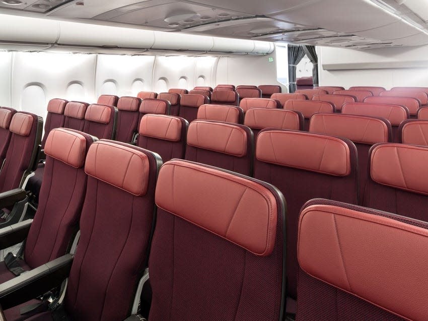 Qantas Airbus A380 economy cabin.