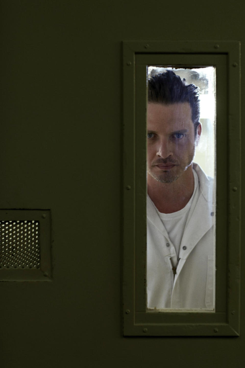 This publicity image released by the Sundance Channel shows Aden Young in a scene from the drama series "Rectify." The six-hour miniseries, whose first two hours air on Sundance Channel on Monday at 9 p.m., tells a unique story about a man who was caged for two decades for the rape and murder of his teenage girlfriend. Then, when his conviction is vacated thanks to new DNA evidence, he is restored to an outside world that proves just as harrowing. (AP Photo/Sundance Channel)