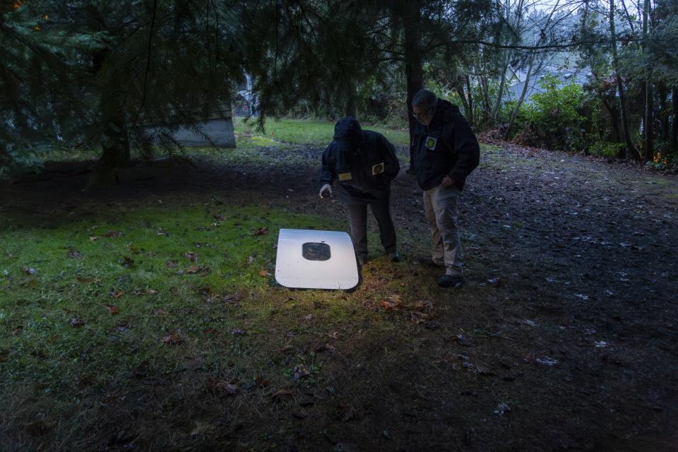 This photo released by the National Transportation Safety Board shows the door plug from Alaska Airlines Flight 1282 on Monday, Jan. 8, 2024, in Portland, Ore. A panel used to plug an area reserved for an exit door on the Boeing 737 Max 9 jetliner blew out Jan. 5, shortly after the flight took off from Portland, forcing the plane to return to Portland International Airport. (National Transportation Safety Board via AP)