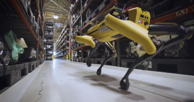 Boston Dynamics' dog-like robot Fluffy uses lasers to scan Ford Van Dyke Transmission Plant