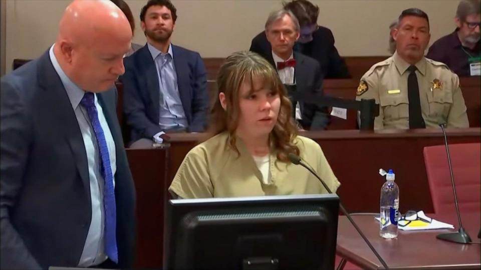 PHOTO: Hannah Gutierrez Reed addresses the court following her sentencing in state district court in Santa Fe, New Mexico, Apr. 15, 2024. (Pool Feed)