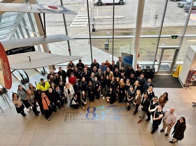 PortsToronto and Billy Bishop Toronto City Airport staff gather to launch a celebration to mark 85 Years of Flight at Toronto’s downtown airport. (CNW Group/PortsToronto)