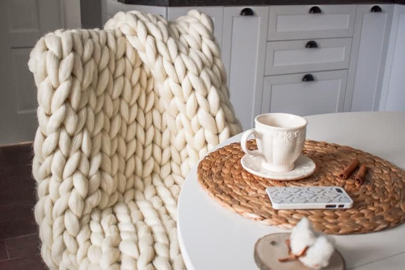 3) Chunky Knit Blanket