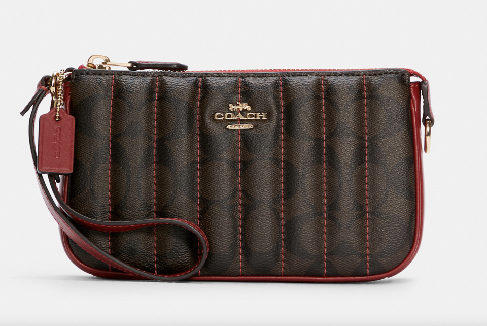 coach outlet red and brown Nolita 19 in Signature Canvas with Quilting