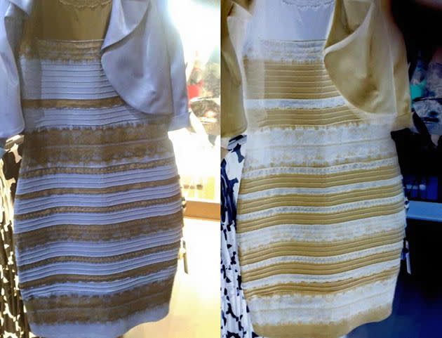 Pictured: the blue/black white/gold dress that drove everyone insane.