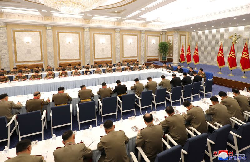 North Korean leader Kim Jong Un holds theThird Enlarged Meeting of Eighth Central Military Commission of the Workers' Party of Korea (WPK) in Pyongyang