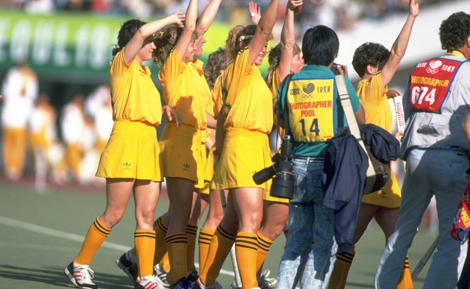 Hockeyroos players, pictured here celebrating after winning gold at the 1988 Olympics.