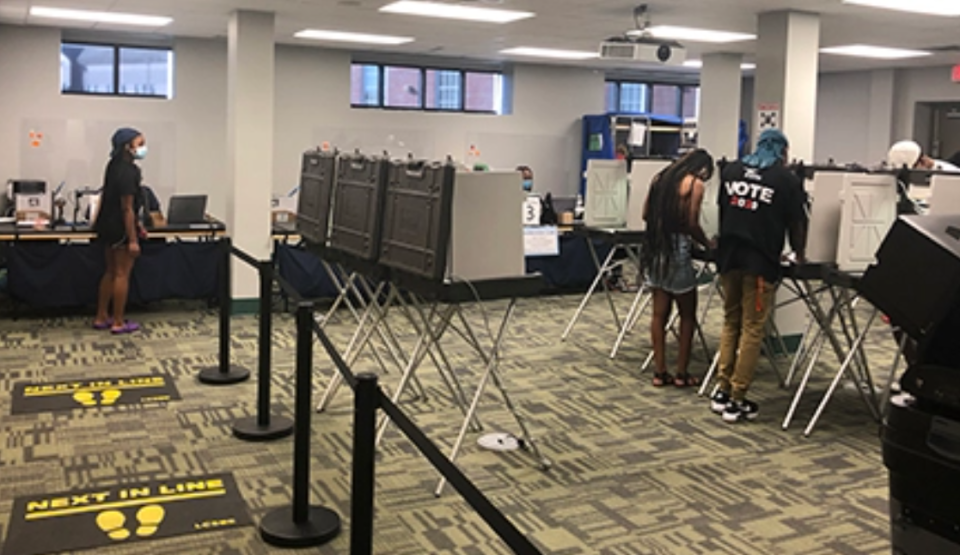 Students vote at Florida A&M University's poll site in the Student Union Multi-Purpose Room.
