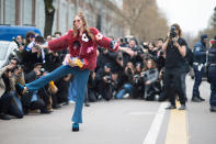 <p>Fur has been a big statement this year and we have all been loving the fun statement faux fur coats and fluffy accessories. [Photo: The Blonde Salad] </p>