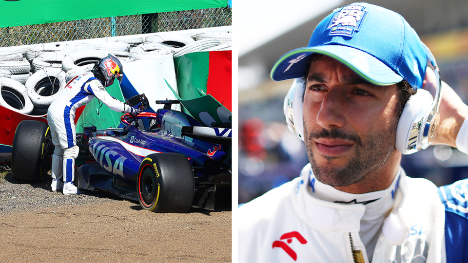 Daniel Ricciardo (pictured) has endured a nightmare Japan Grand Prix race having crashed after just the second turn. (Getty Images)