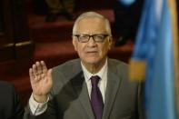 Alejandro Maldonado Aguirre is sworn in before the Congress as Guatemala's new vice president, replacing Roxana Baldetti, who resigned amid a corruption scandal involving the customs system, in Guatemala City on May 14, 2015