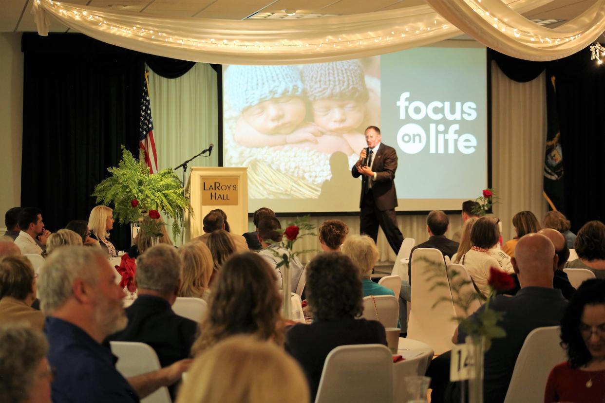 Guest speaker William Wagner addressed about 175 persons at the Monroe County Right to Life annual Focus on Life benefit dinner last week at LaRoy's Hall in LaSalle.