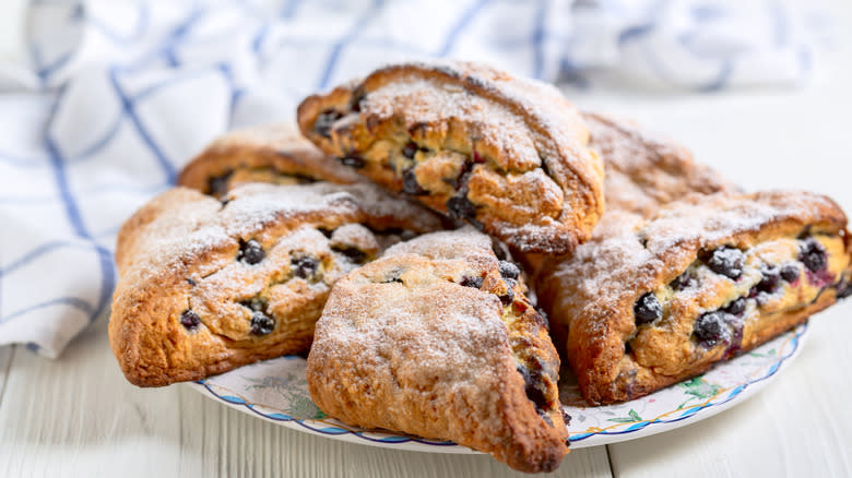 plate of berry scones