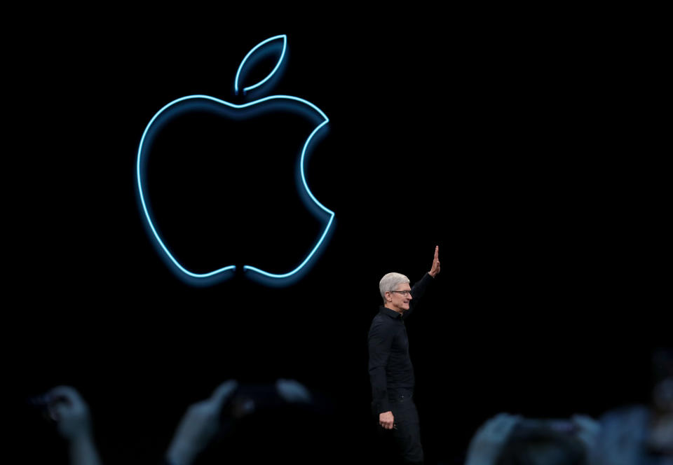 SAN JOSE, CALIFORNIA - JUNE 03: Apple CEO Tim Cook delivers the keynote address during the 2019 Apple Worldwide Developer Conference (WWDC) at the San Jose Convention Center on June 03, 2019 in San Jose, California. The WWDC runs through June 7. (Photo by Justin Sullivan/Getty Images)