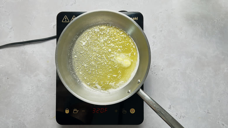 melting butter in skillet