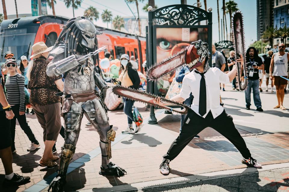 Cosplayer dressed as Predator attends the 2022 Comic-Con International: San Diego on July 22, 2022 in San Diego, California.